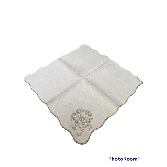 Vintage Linen Hand Cross Stitch Napkins Set of 4 - Picture 2 of 6